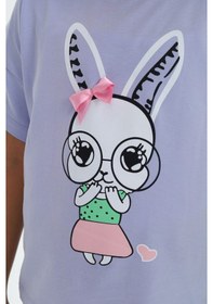 Resim Toontoy Kids Toontoy Kız Çocuk Tavşan Baskılı Tişört Mavi 