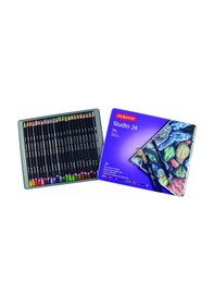 Resim Derwent Studio Pencils Kuruboya Kalemi Teneke Kutu 24 Renk 