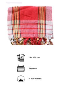 Resim Karagöz Tekstil Geleneksel Peştemal, Gelin Hamamı, Otantik Peştamal 75x165 Cm Kırmızı 10 Adet Kırmızı 