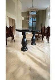 Resim Dekoratif Ahşap Mantar Sehpa Siyah 2 Li Yan Sehpa Takımı 