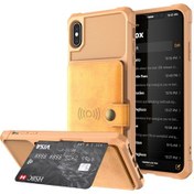 Resim iPhone X / XS 5.8 inç İçin Cüzdan Kickstand Telefon Kılıf Kahverengi 