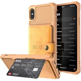 Resim iPhone X / XS 5.8 inç İçin Cüzdan Kickstand Telefon Kılıf Kahverengi 