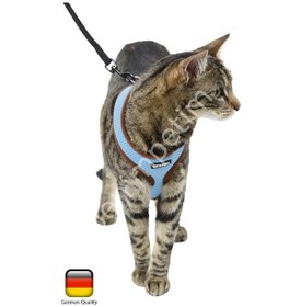 Resim Kedi Göğüs Tasması Mavi [120 CM] Kayışlı 