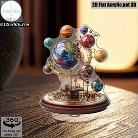 Resim 2D Düz Güneş Sistemi Masaüstü Modeli - Döner Tabanlı, Altın Halkalar ve Gezegenler - Akrilik Uzay Dekoru, Ev, Ofis, Okul İçin Uygun - Pil Gerektirmez - Astronomi Tutkunları, Anneler Günü, İşçi Bayramı İçin İdeal Hediye - Kompakt Masaüstü 