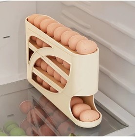 Resim Xuweiwei Krem 30 Yumurtalık 3 Katlı Kapı Tipi Raf Düzenleyici, Büyük Kapasiteli 