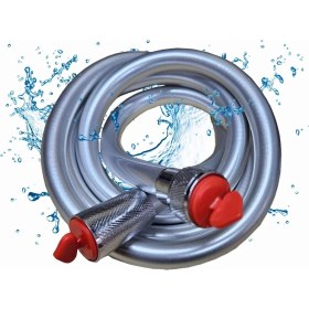 Resim Pürüzsüz Yumuşak Pvc Hortum Bükülmez ve Dayanıklı Duş Hortumu 1,5 M Bükülmez Pirinç Bağlantılar 1/2g... (Gümüş) 