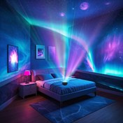 Resim 1 adet Kuzey Galaksi Işık Aurora Projektörü, 14 Işık Efekti ile, Uzaktan Kumandalı ve Bulutsu Lambalı 2'si 1 Arada LED Yıldız Projektörü, Yatak Odası/Oyun Odası/Ev Sineması/Tavan/Düğün için Gece Işığı Projektörü 