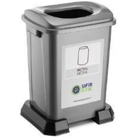 Resim Sıfır Atık Geri Dönüşüm Atık Kovası Metal Atık Kutusu 50 Lt 