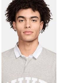 Resim Nike Clup Fleece Long-sleeve Fleece Polo Mens Sweatshirt Erkek Pamuklu Polo Yaka Sweatshirt Gri Gri 