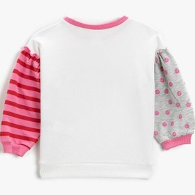 Resim Kız Bebek Pamuklu Baskılı Bisiklet Yaka Sweatshirt 
