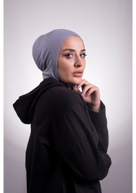 Resim Hürrem Bone Füme Pratik Hazır Geçmeli Bone Viskon Kumaş Hijab Spor 2106_25 Füme 