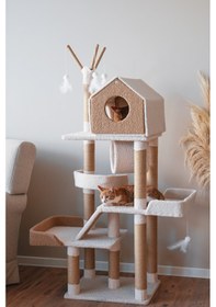 Resim Kuara Bella Kedi Ağacı 3 Katlı Tırmalama Direği Yatak ve Oyuncaklı 