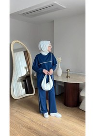 Resim Mihran Butik Olivia Kadın Mevsimlik Penye Alt Üst Spor Ve Rahat Tesettür İkili Takım Lacivert 