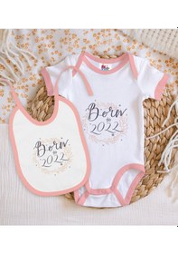 Resim Bk Kids Born To 2022 Tasarımlı Pembe Bebek Body Zıbın Ve Mama Önl Çok Renkli 