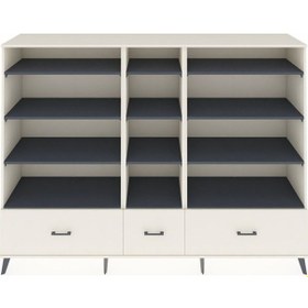 Resim Hyperion Dolap 12 Raflı 3 Çekmeceli 220x44x163 Aytaşı-antrasit/a Aytaşı-antrasit/aytaşı 
