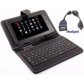 Resim Samsung Uyumlu Galaxy Tab A7 Sm-T500 10.4" Klavyeli Tablet Kılıfı + O 
