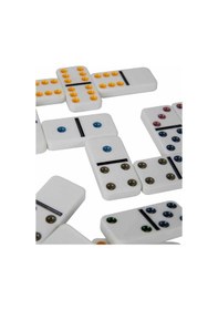 Resim Metal Kutulu 28 Li Renkli Domino 6 Renk Eğlenceli Oyun Seti 