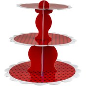 Resim Cup Cake Standı - Doğum Günü - Üç Katlı - 30x27x22Cm - Kırmızı 
