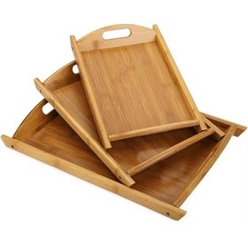 Resim 3'lü Bambu Tepsi Seti Doğal Ahşap Sunum Tepsisi Küçük, Orta, Büyük Boy Bambu 