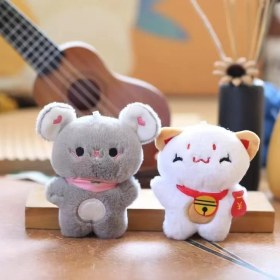 Resim Dzjjna Yeni 1 Adet Dört Inç Iyi Şanslar Karikatür Peluş Oyuncak Bebek Anahtarlık Sevimli Bebek Anahtar Küçük Kolye Seti (Yurt Dışından) 