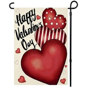 Resim Wineen Sevgililer Günü Bahçe Bayrağı 12x18 İnç Çift Taraflı Kalp Çuval Bezi Afiş Küçük Mevsimlik Dekoratif Bayraklar Açık Hava İçin 