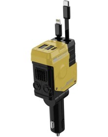 Resim Elmpaly San.como 4ü1 66w Mekanik Araç Şarj Cihazı Çift Port Çift Kablolu Sarı 