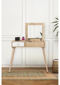 Resim Tual Meşe /makyaj Masası / Makyaj Organizeri / Aynalı Makyaj Masası 