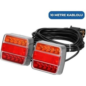 Resim Mıknatıslı Led Römork Stop Lambası Seti 7 Pin Soketli 