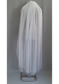 Resim Suzanna Moda Beyaz Kenarı Düz Taraklı 1mt 50cm Boy Hayal Tül Çift Kat Gelin Duvağı 