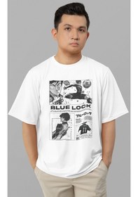 Resim Tasarım Blue Lock Baskılı Unisex Oversize Anime Tişört Beyaz 