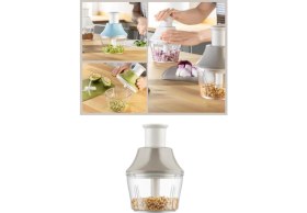 Resim Flosoft Paslanmaz Çelik Bıçak Manuel Doğrayıcı Rondo, 3 Bıçaklı Üstten Basmalı El Robotu 700 ml Bej 