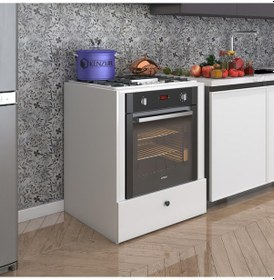 Resim Kenzlife Ankastre Modülü Kabini Alim Byz Fırın Ocak Dolabı Çekmeceli 70 Cmye Kadar Ocak İçin Uyumlu Beyaz 