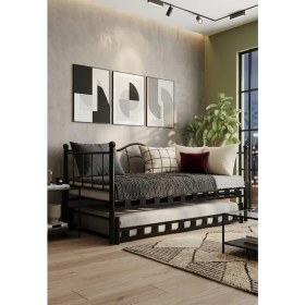 Resim Missidea Kamelya Daybed Yavrulu Siyah Karyola 90X200 cm 