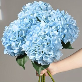 Resim 4 Çiçek, 18 İnç Büyük Gerçekçi Yapay Hibiskus Çiçek Buketi - Yumuşak Mavi, Yeşil Yapraklı Kabarık Çiçekler, Düğün, Nişan, Anneler Günü, Mezuniyet, Paskalya, Sonbahar, Noel Süsleri, Düğün Süsleri | Gerçekçi Çiçek Düzeni | Dayanıklı Plastik Çiçekler, Hibiskus Çiçekleri 