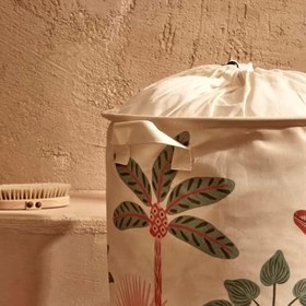 Resim BELLA MAISON Abstract Safari Ağaç Baskılı%70 Polyester%30 Pamuk Çamaşır Sepeti, Çok Renkli, Ağzı Büzgülü, 36x40 cm 