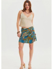 Resim Kruvaze Ön Detaylı Şort Etek Petrol 