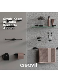 Resim Creavit PL18808-S Planet 2li WC Kağıtlığı Kapaksız Mat Siyah 