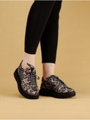Resim layki Nara Leopar Desenli Taşlı Kadın Siyah Yürüyüş Ayakkabı 