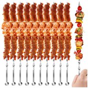 Resim Geeroyoo 10 Adet Paslanmaz Çelik Mangal Şişi - Yeniden Kullanılabilir, Dayanıklı Ve Pratik Bbq Aletleri 