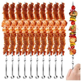 Resim Geeroyoo 10 Adet Paslanmaz Çelik Mangal Şişi - Yeniden Kullanılabilir, Dayanıklı Ve Pratik Bbq Aletleri 