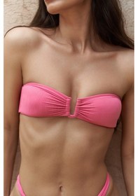 Resim Mai Collection Mai Studios Co. Lahla Straplez Toka Detaylı Pembe Bikini Üstü Pembe 