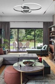 Resim Sole Modern Tasarım Salon - Mutfak - Hol Beyaz Led 3 Lü Avize (Gri) 