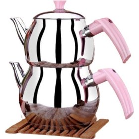 Resim Viola Orta Küre Çaydanlık Takımı - Pembe 