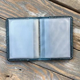 Resim Çakıl Tasarım Hakiki Deri Turkuaz Ruhsat Kabı - Isme Özel 