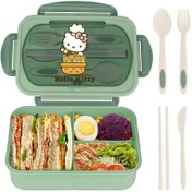 Resim Sanrio Hello Kitty Mikrodalga Uyumlu Bölmeli Taşınabilir Yemek Kutusu Seti - Ofis Çalışanları ve Öğrenciler İçin 