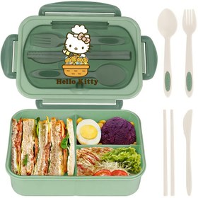 Resim Sanrio Hello Kitty Mikrodalga Uyumlu Bölmeli Taşınabilir Yemek Kutusu Seti - Ofis Çalışanları ve Öğrenciler İçin 