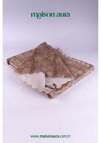 Resim Koltuk Örtüsü Damar Desenli Kahverengi 