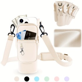 Resim 40oz Su Şişesi Taşıyıcı Çantası, Ayrılabilir Telefon Kılıfı ve Ayarlanabilir Omuz Askısı, Su Şişesi Tutucu, Yürüyüş ve Kamp için 