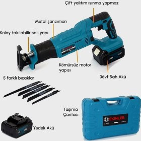 Resim Akülü Tilki Kuyruğu Testere 36V 5AH (Mavi) EEA310 