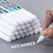Resim 10 adet Beyaz Yağ Kalem Seti Ahşap Kaya Plastik Deri Cam Taş Metal Tuval Seramik Derin Delik İşaretçi 1.0/1.5mm 
